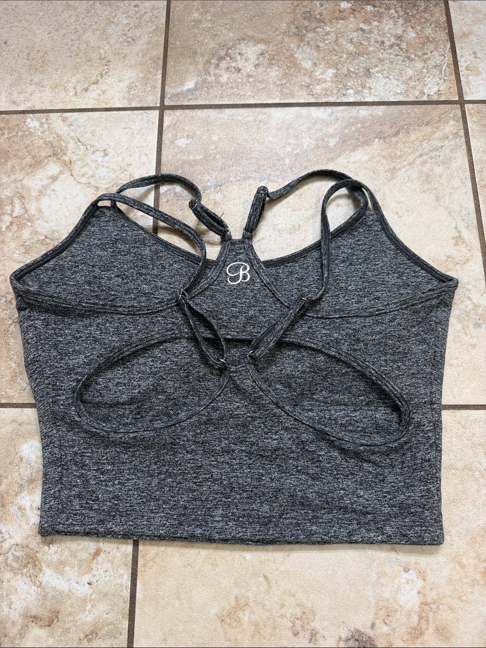 Bombshell Women’s Dark Gray Strappy Crop Tank Top